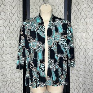 Dress Barn Animal Print Open Front Cardigan